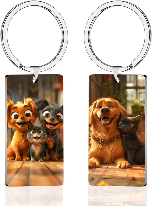 Custom Keychain with Picture, Personalized Keychain with Engraving Photo/Text for Dad, Mom