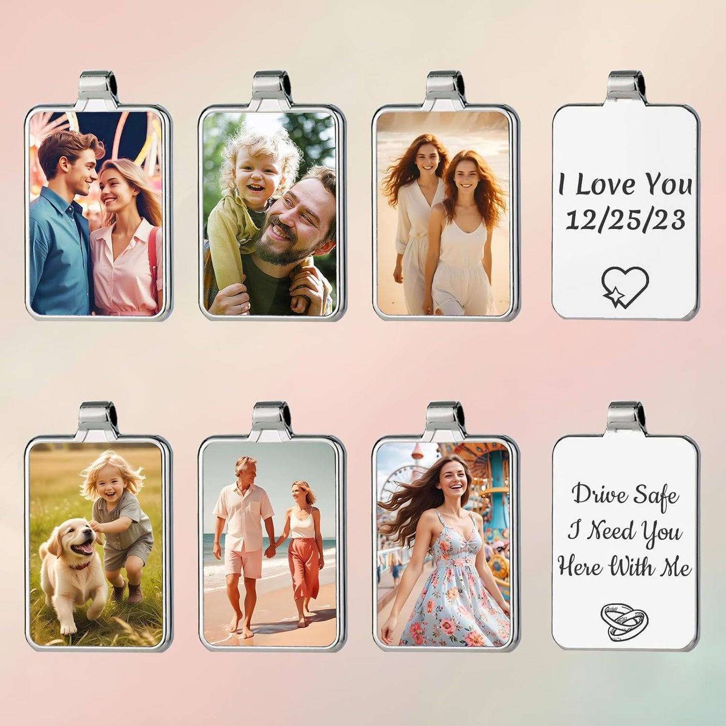 Personalized Custom Keychain with Picture - Turnable Double Sided Colorful Photo Key chains Memorial Gifts for Family Lover