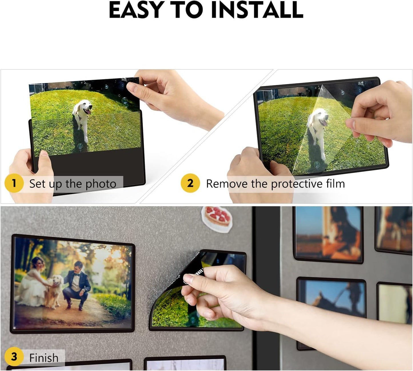 Magicfly Magnetic Photo Frame, Pack of 30, Fits 4 X 6 Inch Photos, Magnetic Picture Frame with Clear Photo Pocket for Refrigerator, Fridge, Office Cabinet, Black