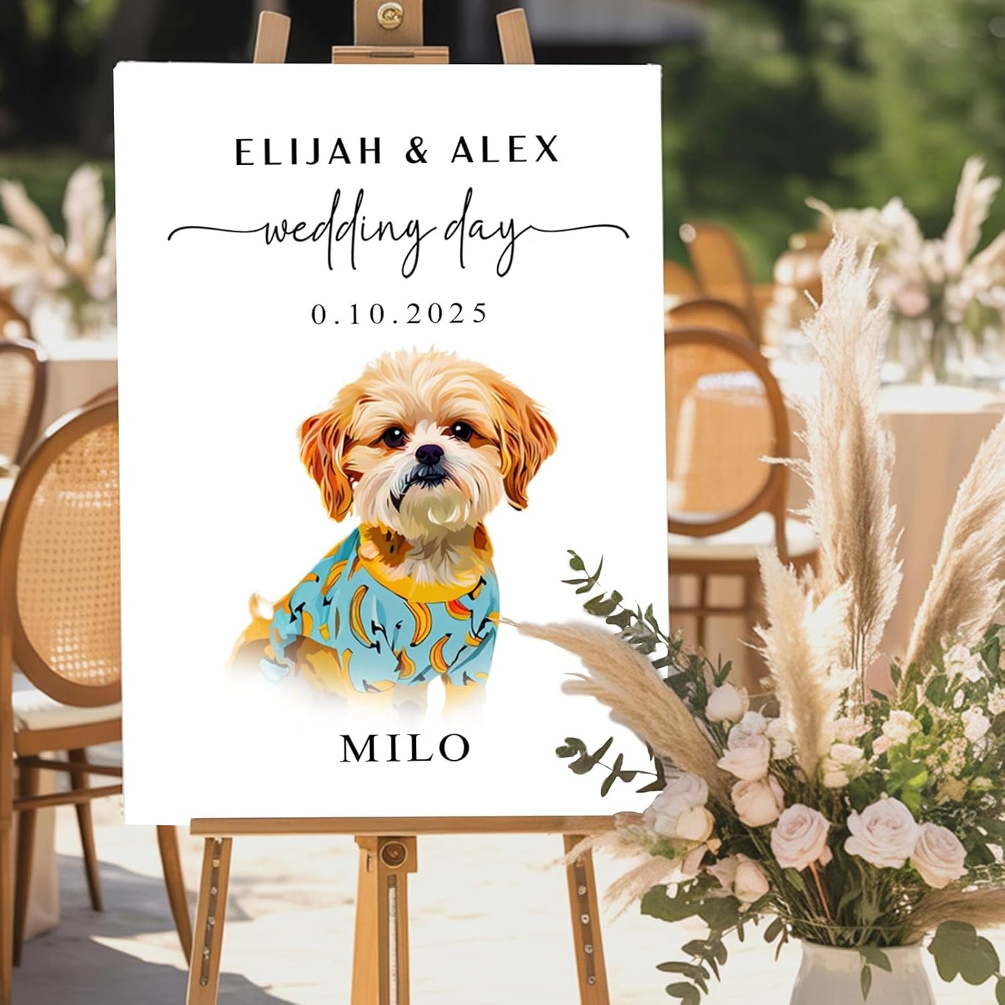 Custom Watercolor Pet Wedding Welcome Sign, Personalized Dog Cat Welcome To Our Wedding Signage Drawing, Custom Gifts for Weddings, Christmas, Engagement Party, Anniversary