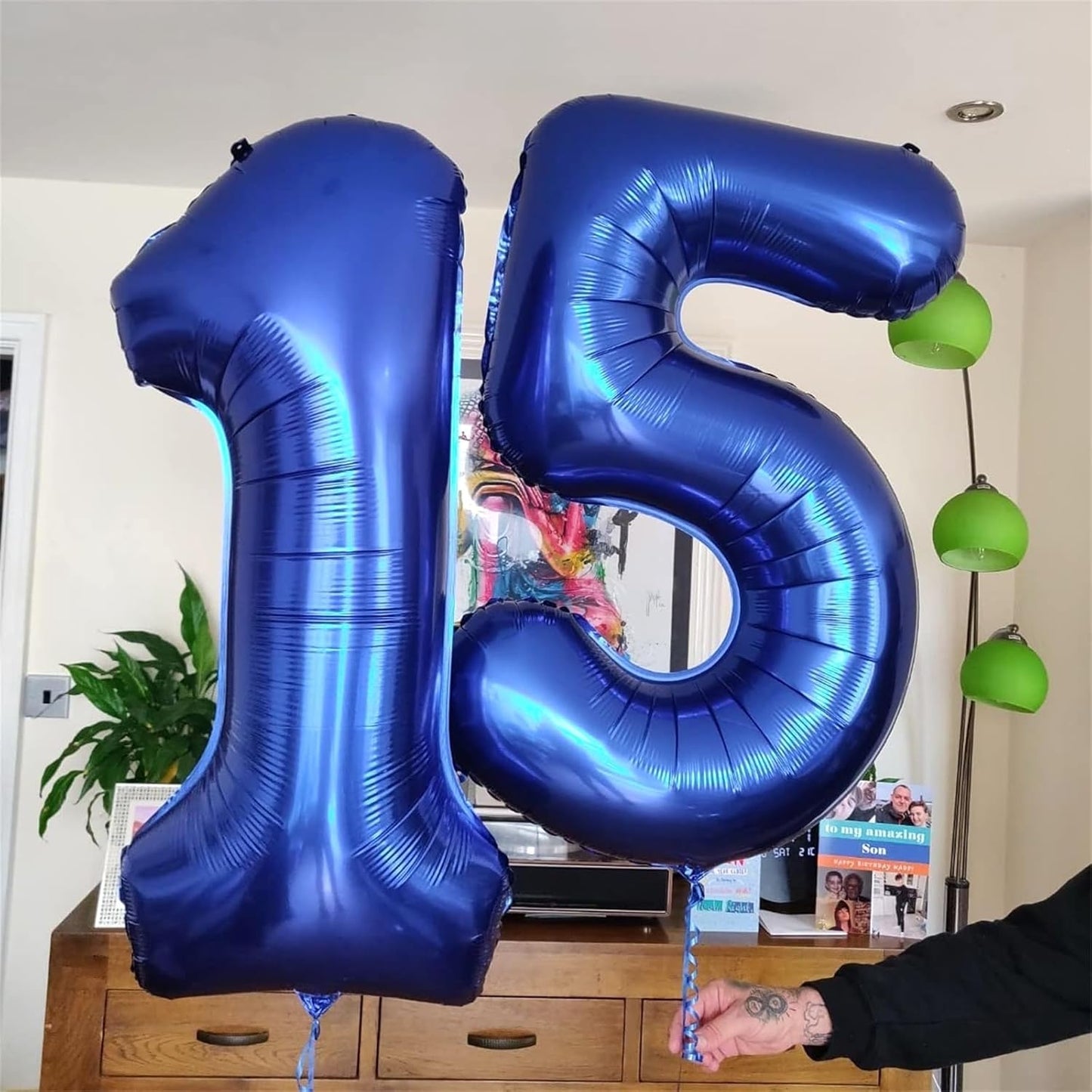 Navy Blue 5 Balloons, 40" Giant Helium Foil Number 0-9 Dark Blue Birthday Balloon for Boys, Self Inflating Digit 5 Balloons for Men Anniversary New Year Party Decorations Supplies