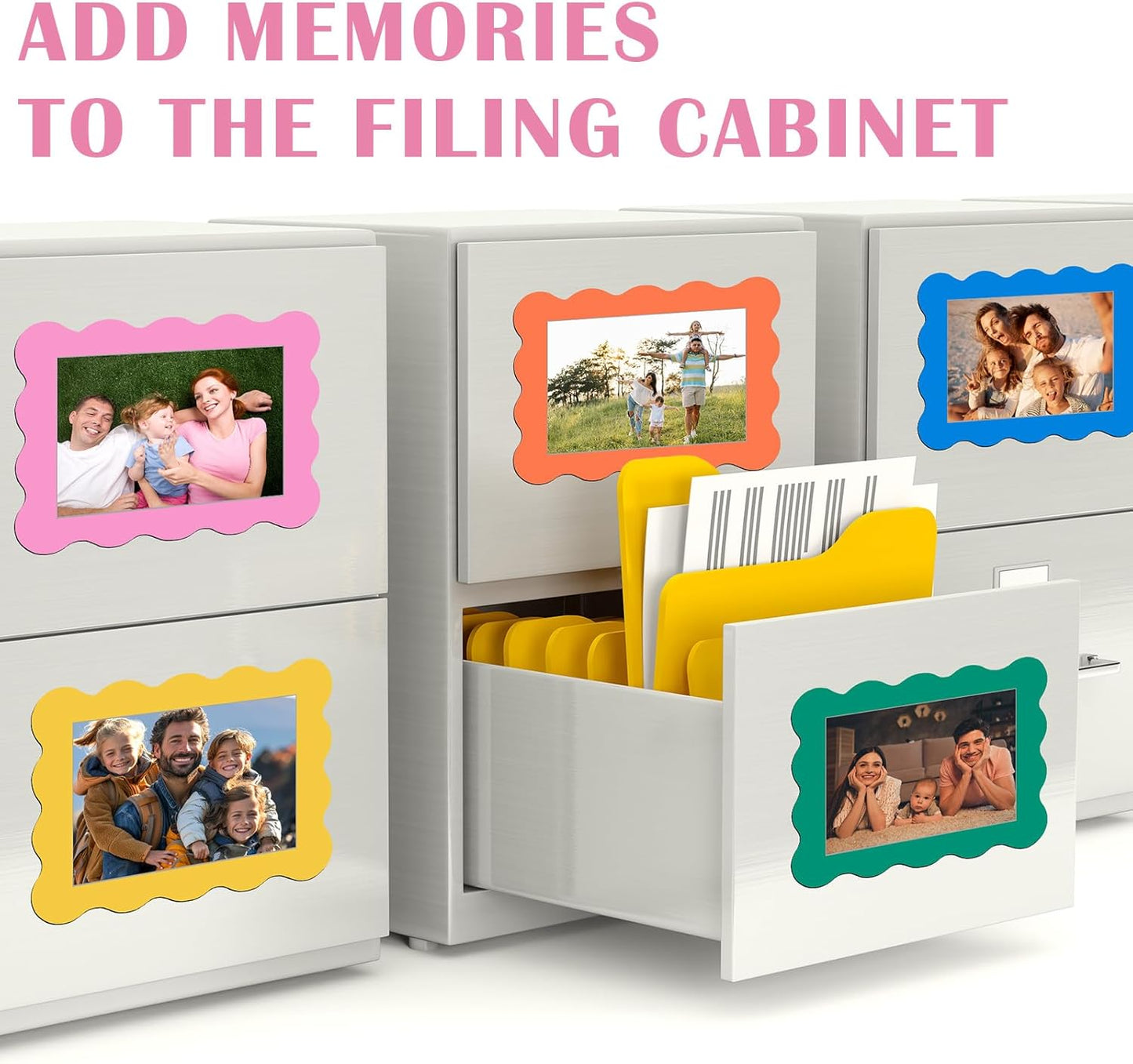 Kingdder 12 Pcs Scalloped Magnetic Picture Frame for Refrigerator 4 x 6 Colorful Reusable Picture Frame Magnets Decorative Photo Holders for Fridge Home School Office Kitchen Locker Decor