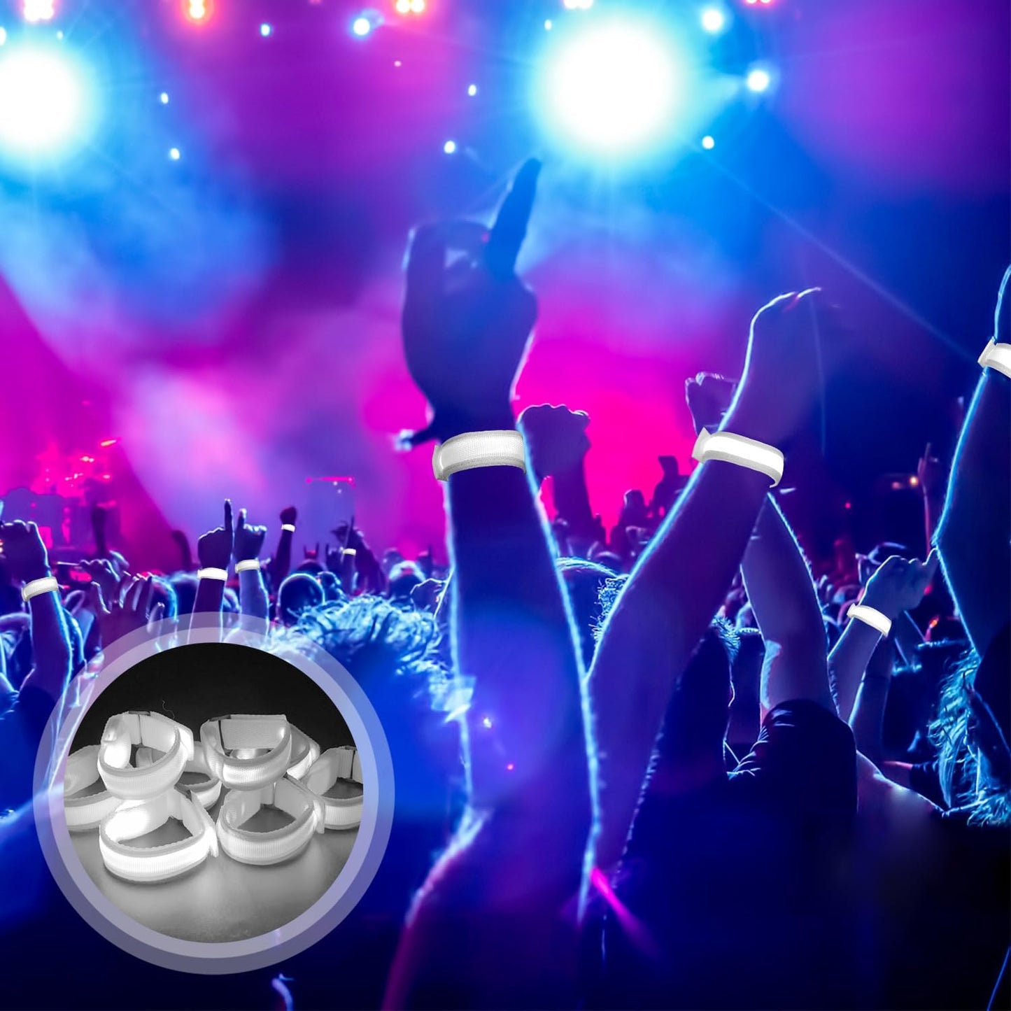 M.best 8pcs LED Light Up Bracelets Glow Flashing Wristbands Glow in The Dark Party Supplies for Wedding, Raves, Concert, Camping,Sporting Events, Party