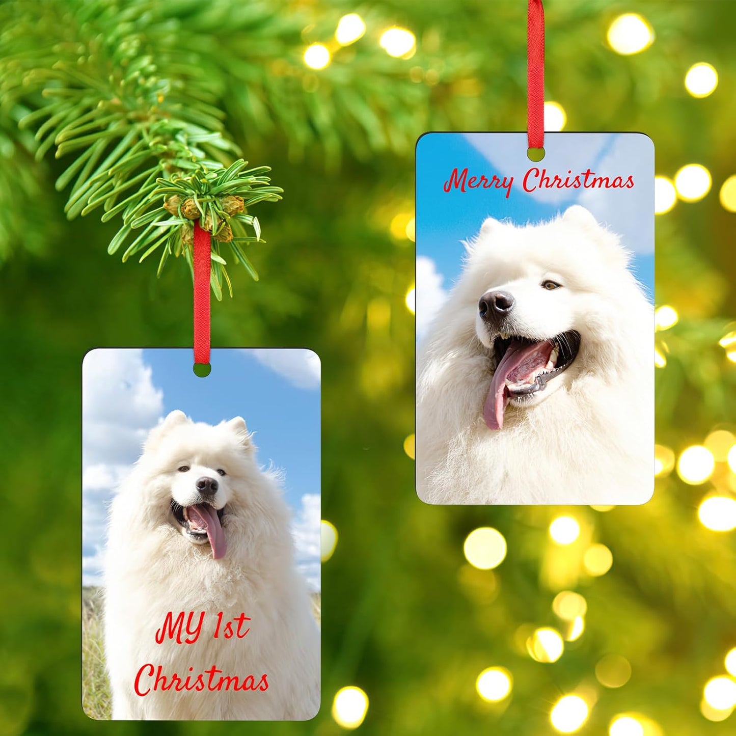 Personalized Christmas Ornaments 2025 Double-Sided Custom Photo Picture Text Ornament Customized Wood Xmas Tree Decorations for Kids Couples Family Dogs Cats