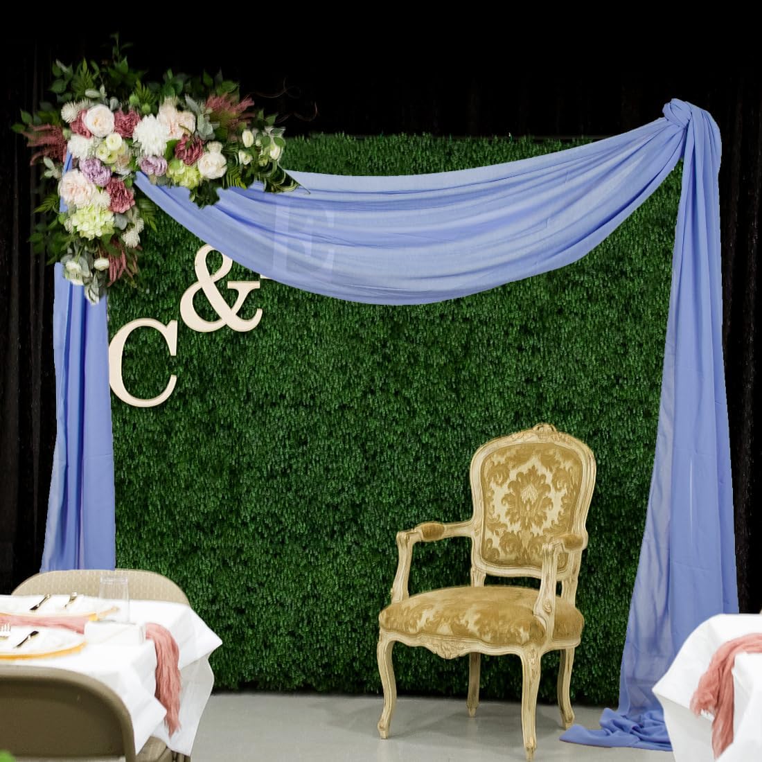 Wedding Arch Draping Fabric 20 Ft Periwinkle Color Chiffon Drapes for Weddings Chiffon Wedding Arch Drapes Fabric Ceremony Reception Swag Chiffon Fabric Drapery Party Ceiling Decoration