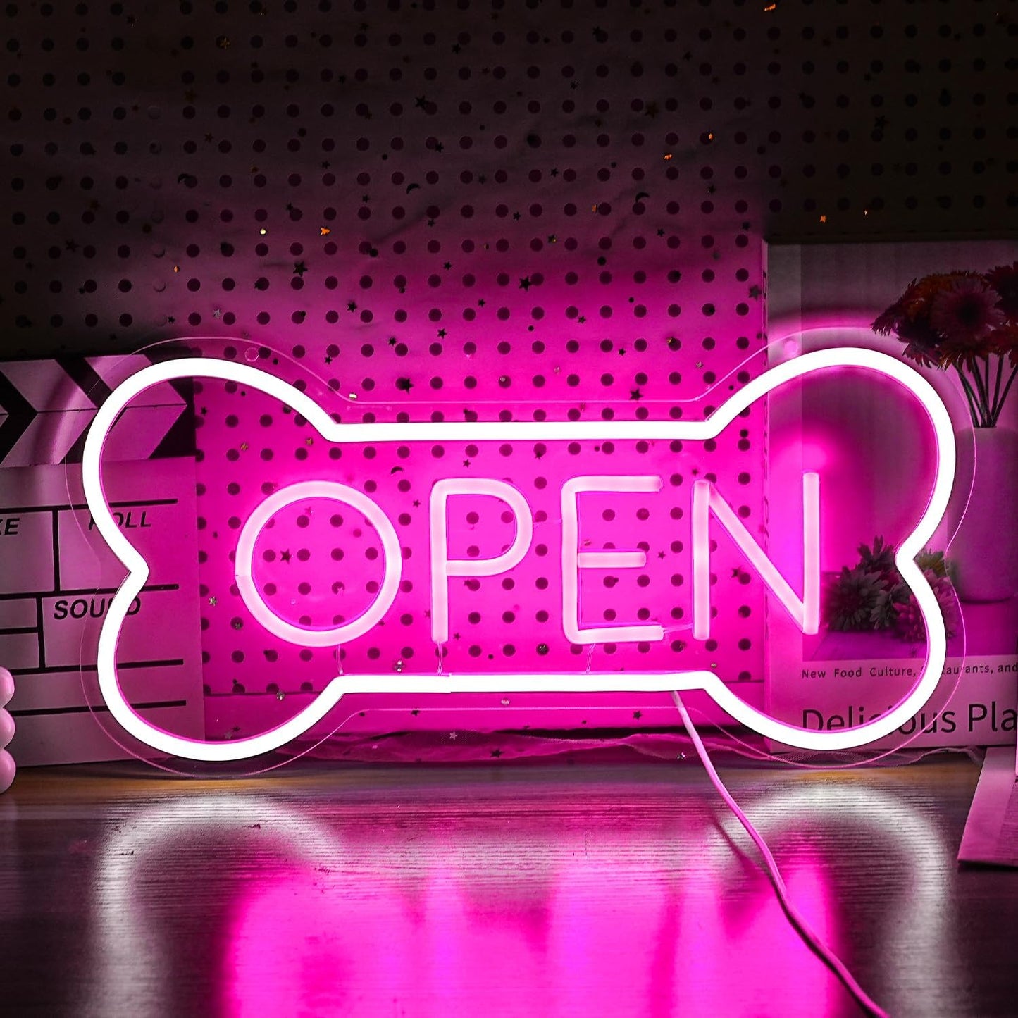 Led Neon Open Sign For Business, Dog Bone Neon Sign Art Pet Shop, Welcome Sign For Business Walls Window Bar Salon Art Hotel Wall Decor