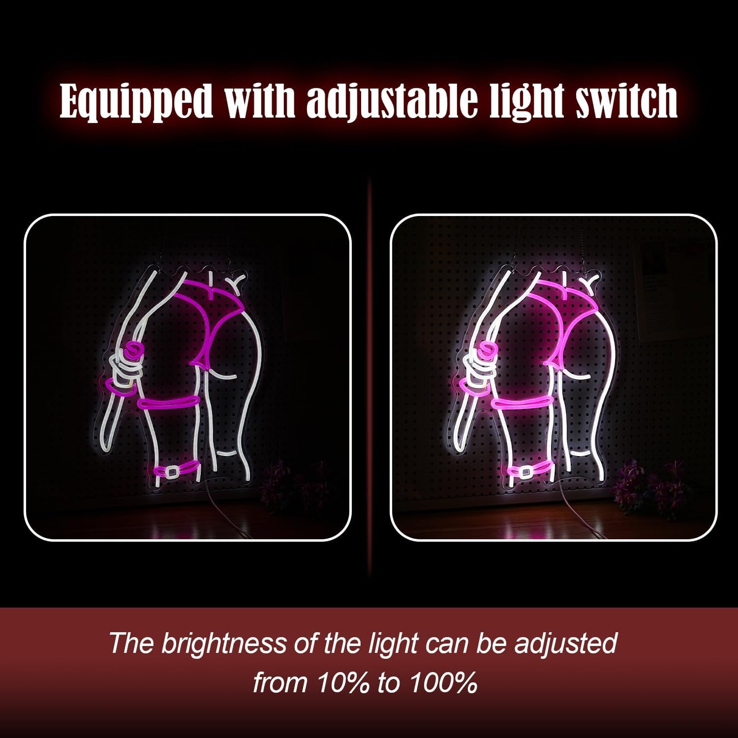 Lady Neon Sign Dimmable USB Powered Girl Back Neon Light for Wall Decor LED Woman Knife Light Up Sign for Girls Room Bedroom Party Man Cave(16.7 * 12.8 in)