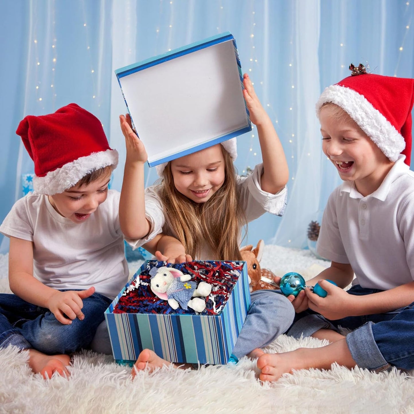 Zankubom 1 LB Crinkle Cut Paper Shred Filler Great for Gift Wrapping, Basket Fillers, Birthday, Gift Wrapping, Independence Day, Halloween Christmas Party Decor Filling Supplies Red White Blue