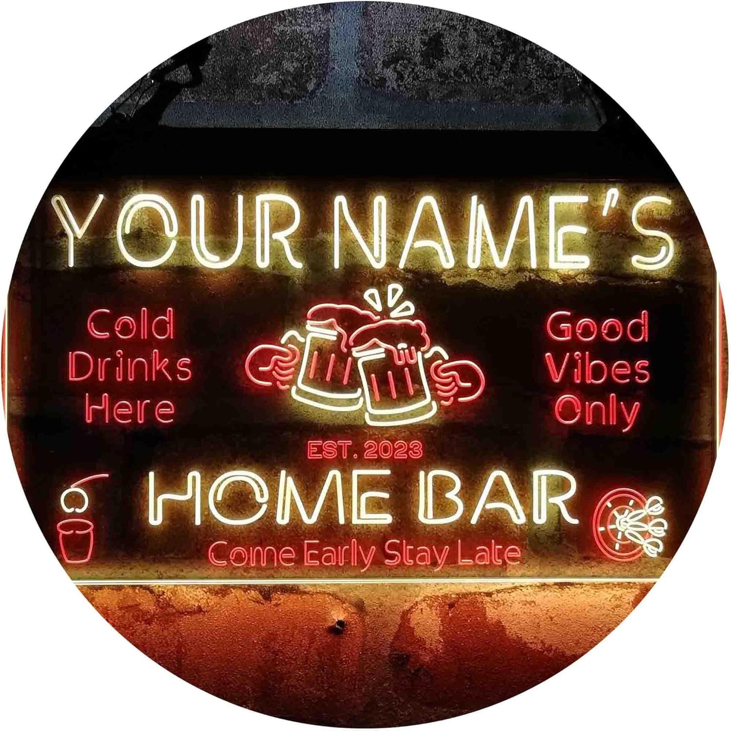 ADVPRO Personalized Your Name Custom Home Bar Beer Established Year Dual Color LED Neon Sign Red & Yellow 12 x 8.5 Inches st6s32-p1-tm-ry
