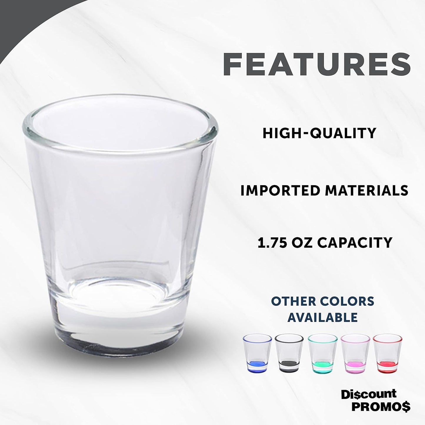 DISCOUNT PROMOS Shot Glasses Set 1.75 oz. Set of 10 Bulk Pack, Wedding Favor, Birthday Party, Tequila Shot Glasses, Vodka Shot Glass - Clear Bottom Color