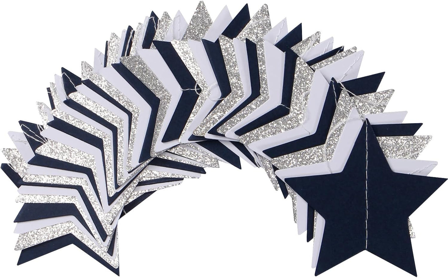 Navy-Blue White-Silver Party-Decorations Birthday Garland - 62ft Twinkle Little Star Hanging Streamers Banner,Wedding Bachelorette Bridal Baby Shower Graduation Decor Hugtmr