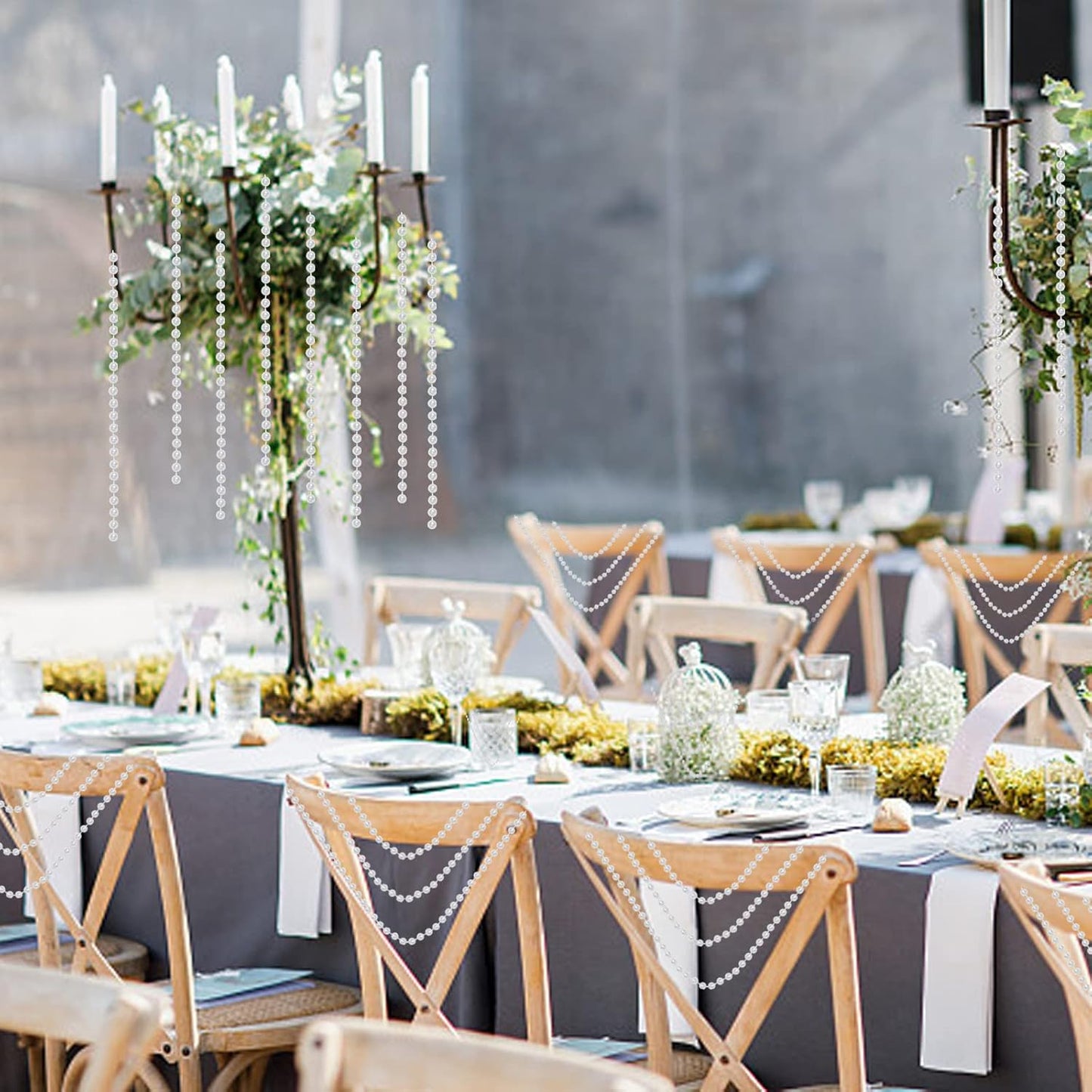 Faux White Pearl Bead Garland - 6mm Spool Pearl String Bead Roll, 22 Yards for Wedding or Christmas Tree Decoration