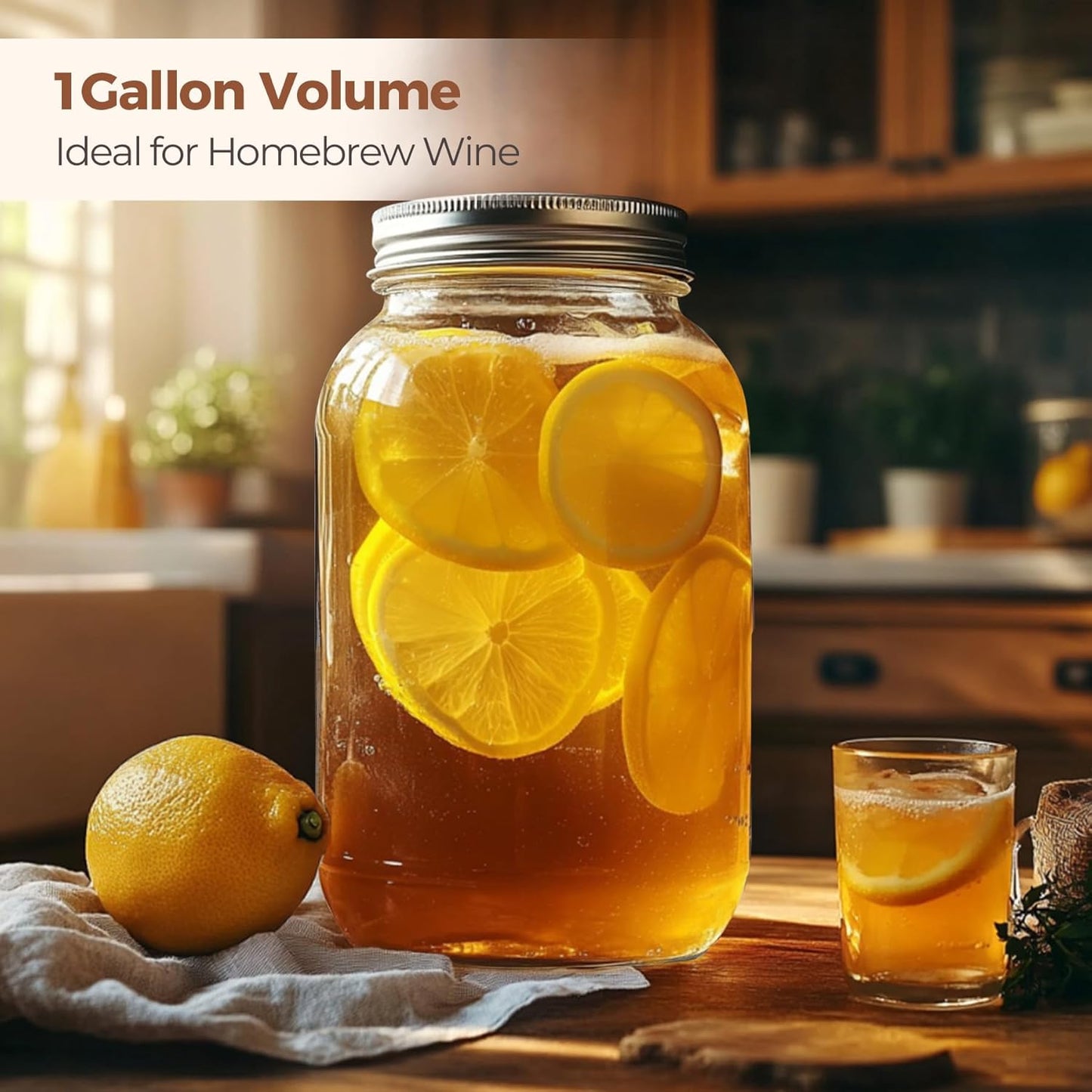 ComSaf 1 Gallon Wide Mouth Mason Jars 2 Pcs, 128 oz Glass Jars with Lids, Flour Sugar Storage Containers, Large Glass Containers for Pickles, Fermented Food, Sourdough Starter, Food Storage