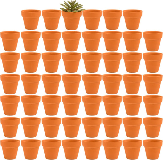 54 Pcs Small Mini Clay Pots 2.1'' Terracotta Pot Clay Ceramic Pottery Planter Cactus Flower Pots Succulent Nursery Pots- Great for Window Boxes, Cactus, Plants, Crafts, Wedding Favors