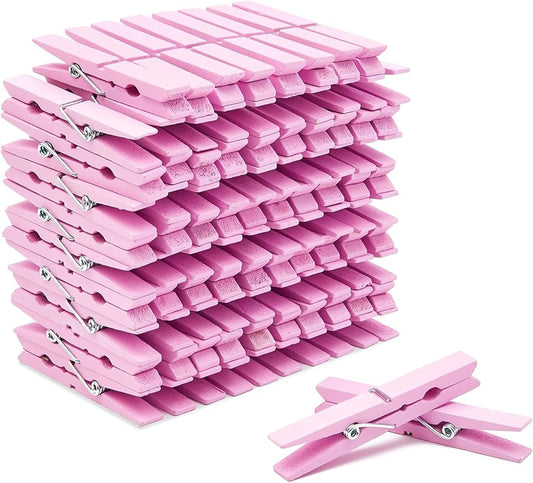 Juvale Wooden Clothespins for Classroom Decor - 100 Pack, Pink, Modern - Laundry Clips, Photo Clips & Craft Clothespins