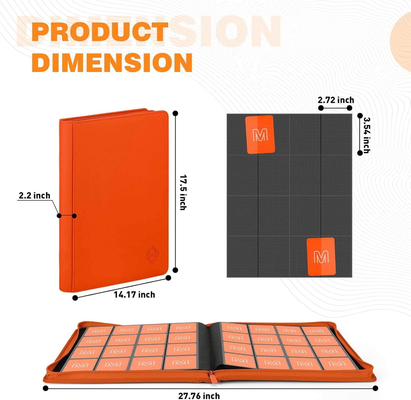 Premium Card Binder 16 Pocket,Trading Card Binder Holds up to 1000+Cards Sturdy Card Collection Album, Card Holder Folders for MTG, TCG, Game Cards & Sports Cards