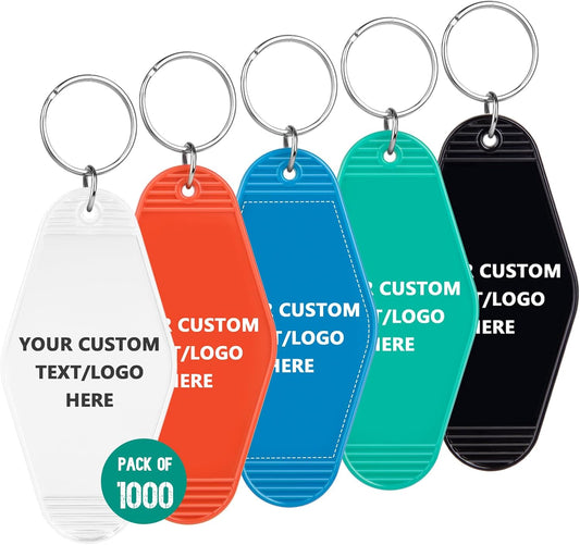 Custom Vintage Hotel Motel Keychains 1000 Pack, Personalized Logo, Text Bulk - Perfect for Tradeshows, Campaign Gifts - Customizable Key Tags