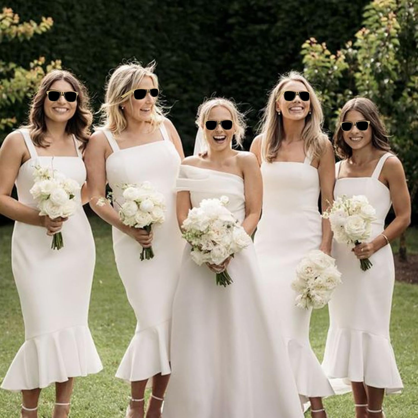 LADY&HOME 10 Pack Bachelorette Sunglasses,Bride Bridesmaid Sunglasses for Bachelorette Party Favors Bridal Shower Supplies (Gold)