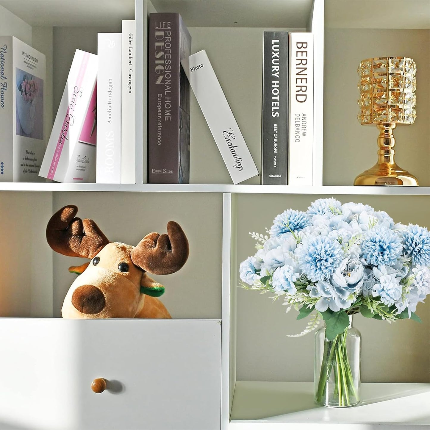 12 Packs Peonies Artificial Flowers,Silk Artificial Peonies Flowers Fake Peony Faux Floral Arrangements Bouquet for Centerpiece Table Wedding Party Home Decor Blue