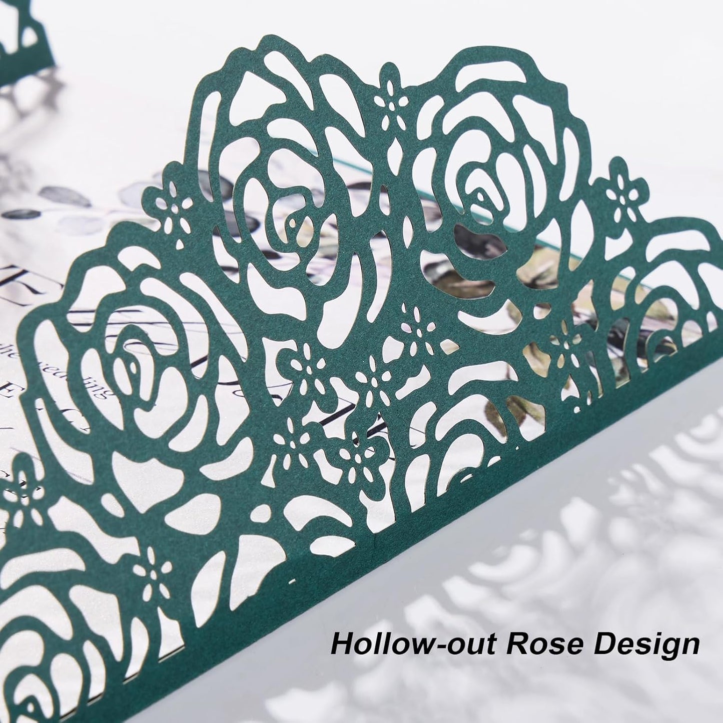 Emerald Green Wedding Invitations with Envelopes and Rsvp Cards, Blank Inner Cards, Ribbons, for Wedding Baby Shower Quinceañera Party Invitations 50 Sets