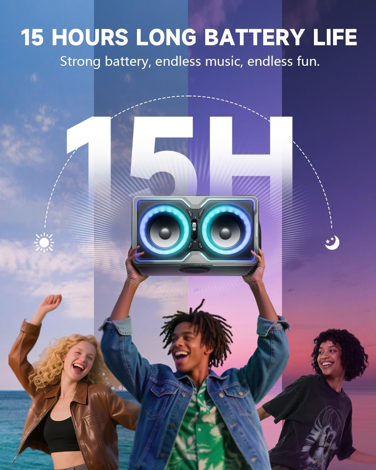 Hotlemon Large Bluetooth Speaker: 240W Peak Powerful Loud Sound with Deep Bass, 15H Playtime, Fast Charge, TWS, Portable Wireless Speakers for Outdoor, Party, Beach, Backyard, Home, Outside (Silver)