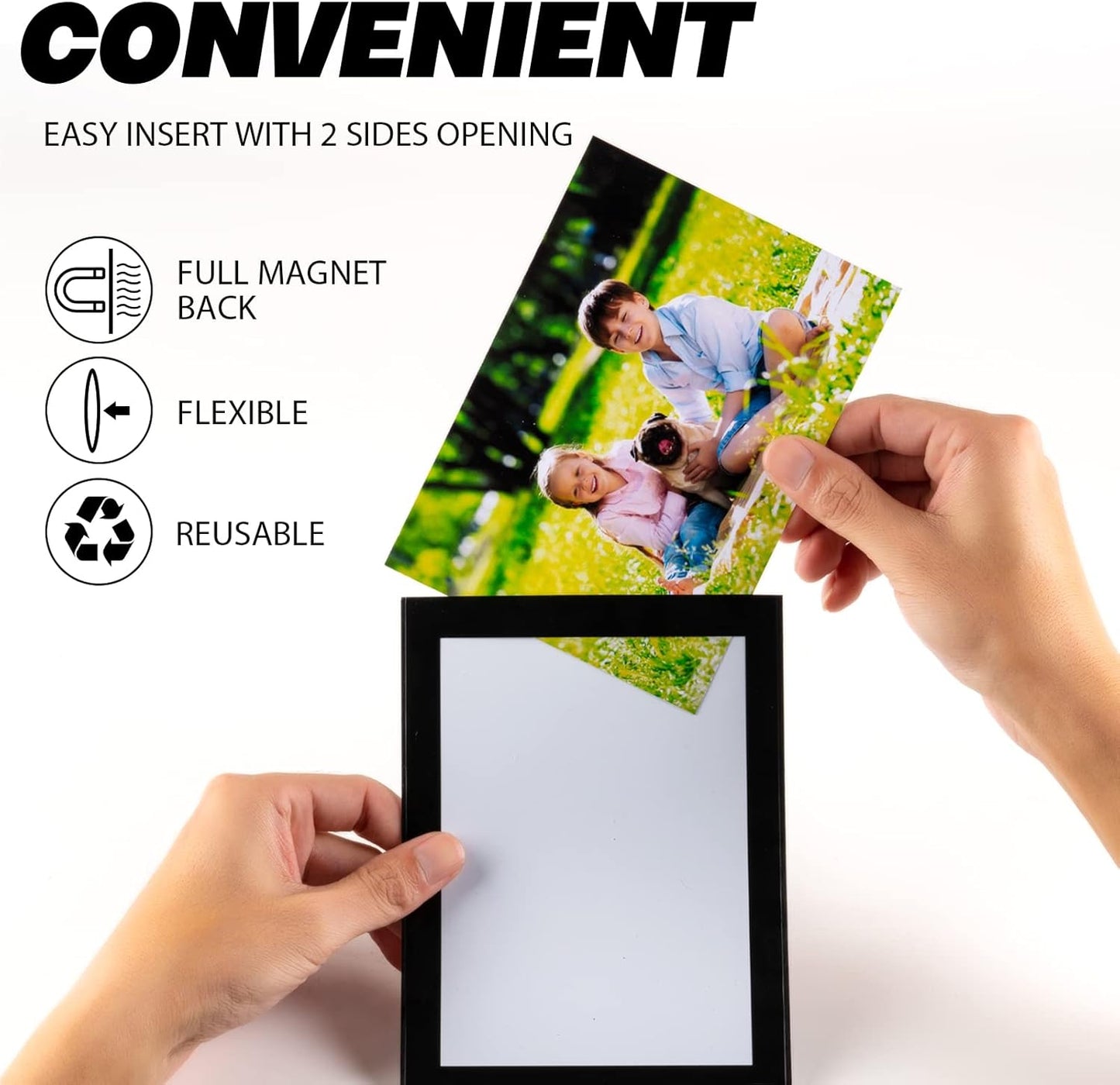 Magnetic Picture Frames with Black Border(4"X6",10 Pack),Magnet Photo Frame Pockets/Postcard Holder,Decorations for home/office/school/Classroom/party