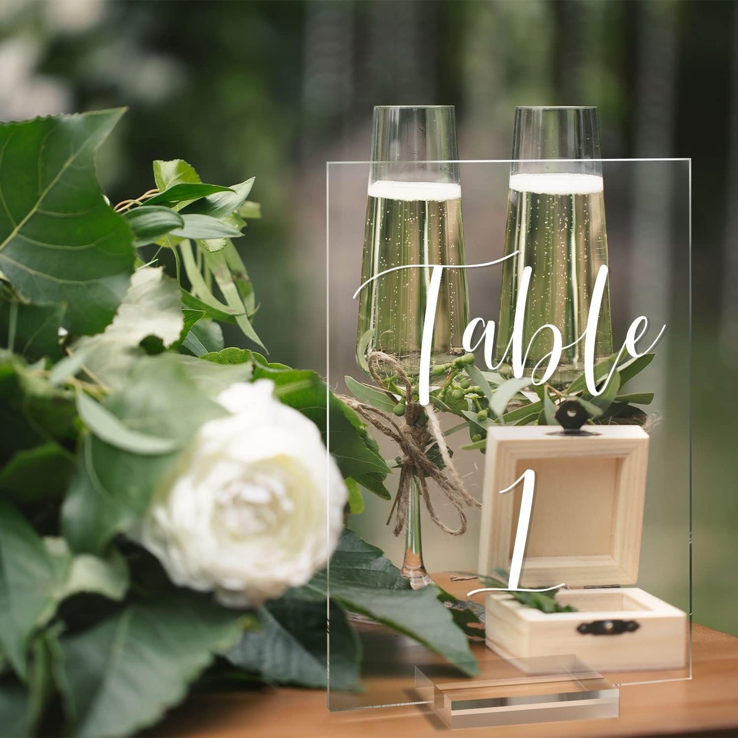 UNIQOOO Acrylic Wedding Table Number 1-30 with Stands | 4x6 inch Printed Calligraphy, Sign and Holder | Perfect for Wedding, Reception, Centerpiece Decoration, Event, Party