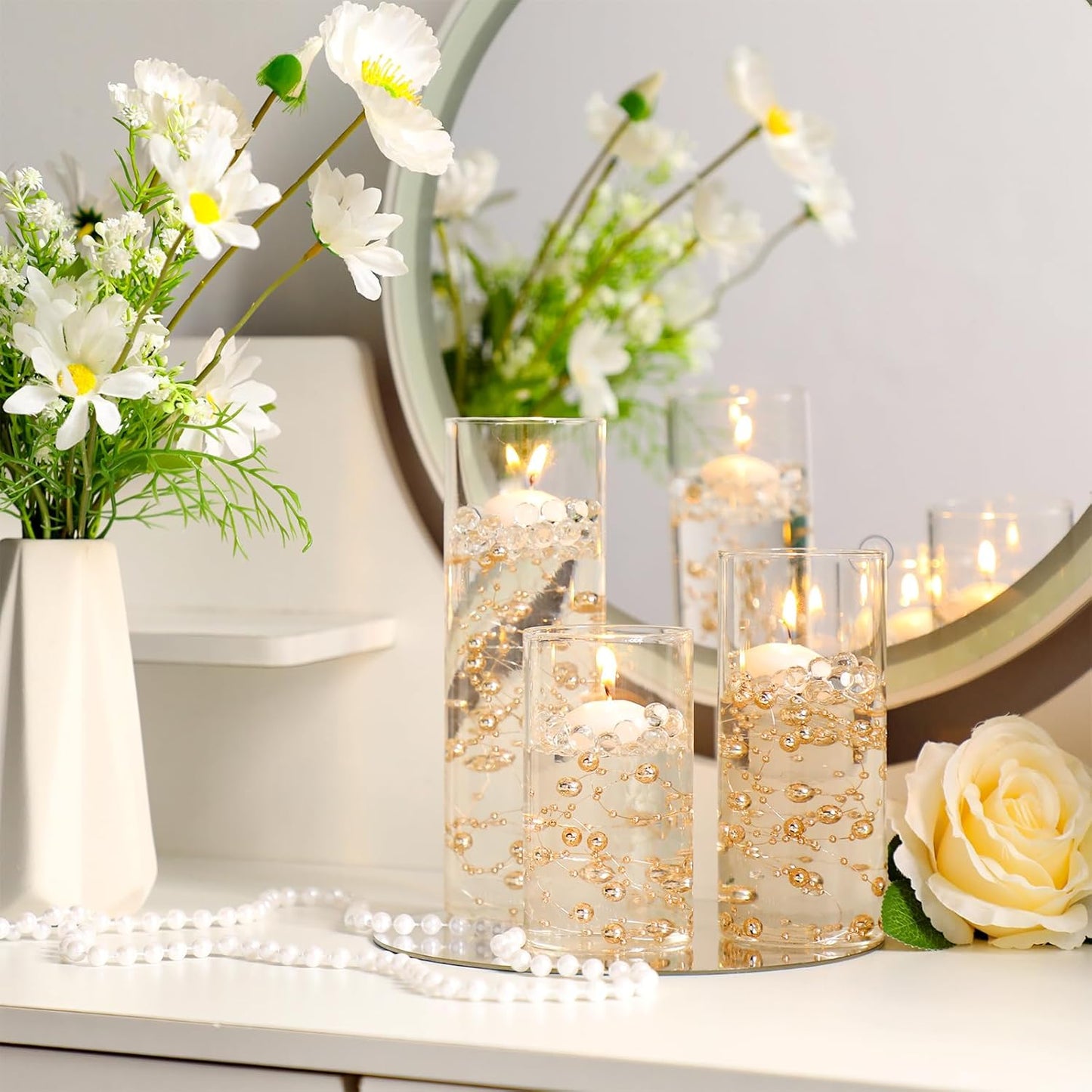 Sawysine 30 Pcs Glass Cylinder Vases 2.5''/2.95''/3.9'' Diameter Clear Flowers Vase Hurricane Floating Candles Holders for Table Centerpieces (2.5 x 5 in,2.5 x 6 in,2.5 x 8 in)