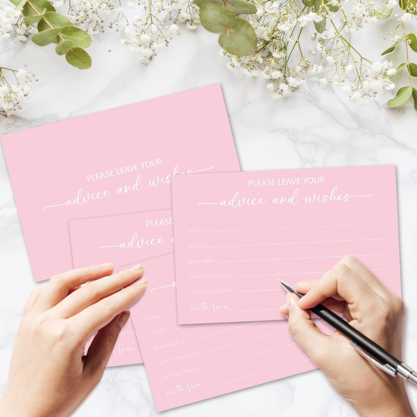 Pink Advice and Wishes Card, Advice Cards for The Bride and Groom, Bridal Shower,Wedding or Baby Shower, Birthday, Graduation, Retirement, Guestbook - 25 Cards -08