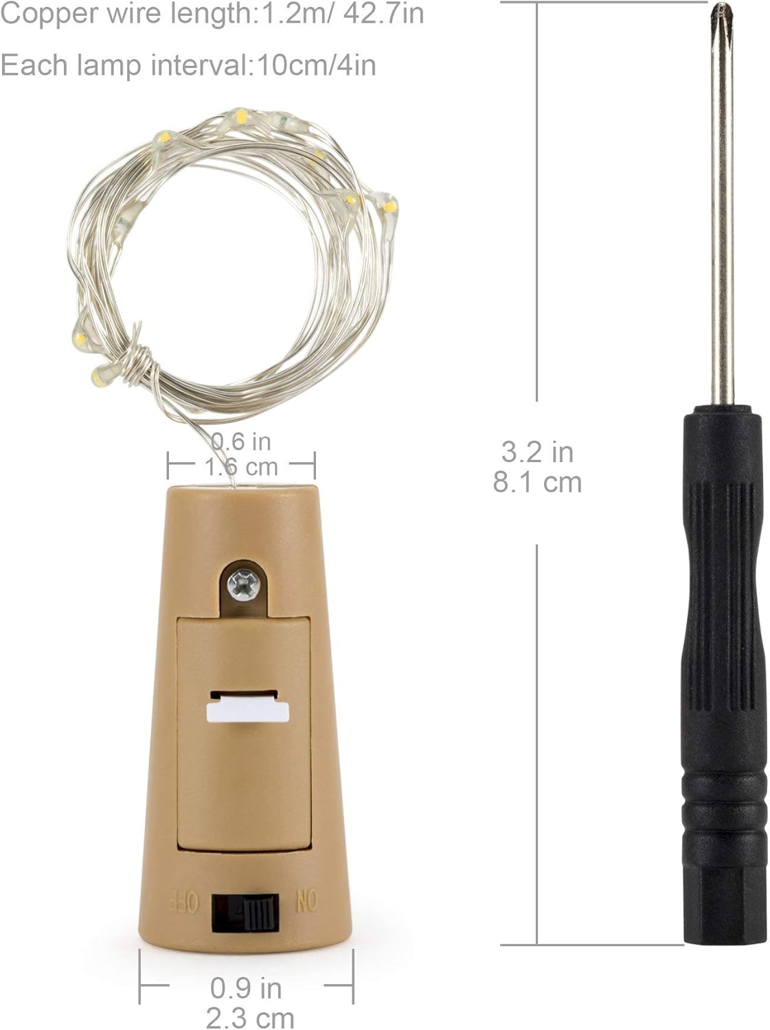 Aluan Wine Bottle Lights with Cork, 12 LED 10 Pack Fairy / String Lights Waterproof Battery Operated for Jar Party Wedding Christmas Festival Bar Decoration, Warm White