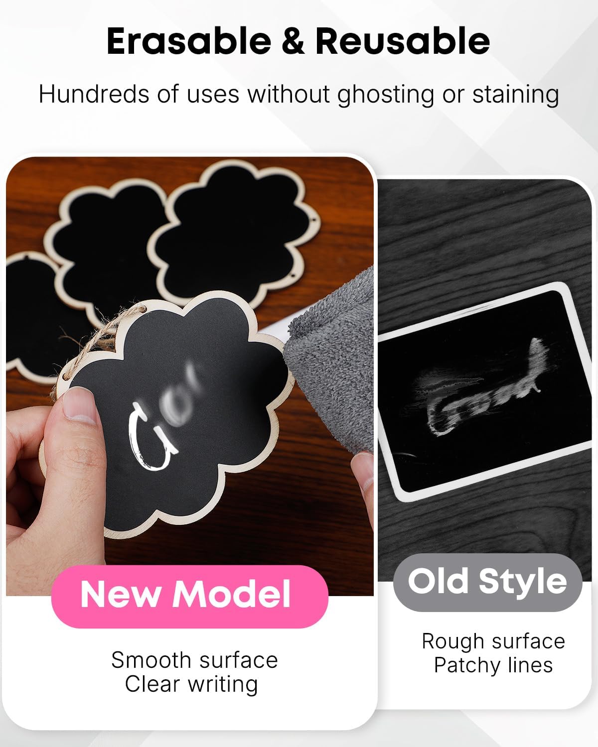 Uniclife 24 Pack Mini Chalkboard Signs for Food, Small Chalkboard Signs with Strings Chalk Markers & Replacement Stickers, Hanging Chalkboards Sign Reusable Wooden Food Labels for Party Buffet Wedding