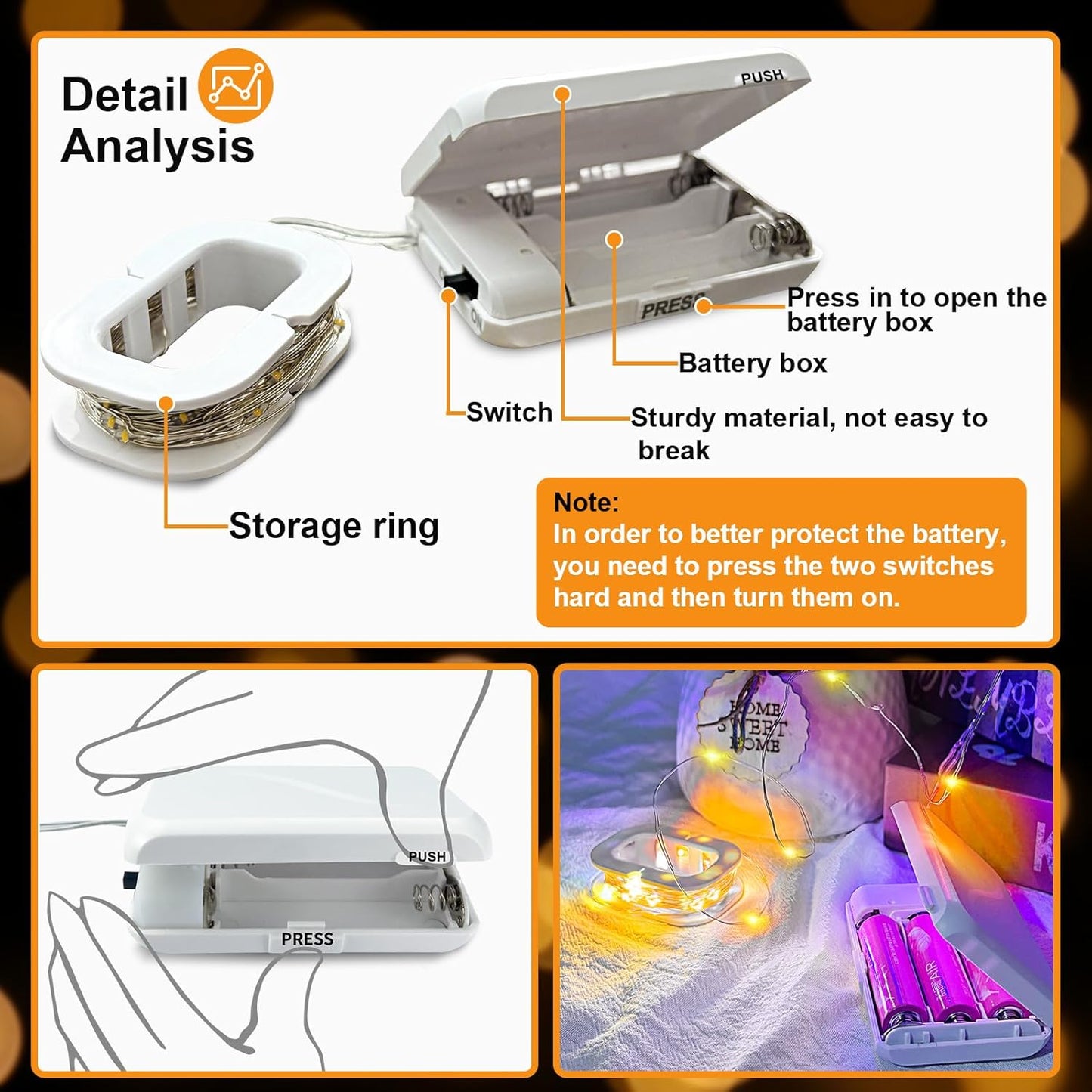 2 Pack 16Ft 50 LED Fairy Lights Mini String Lights Waterproof for Mason Jars Halloween Christmas Parties Wedding Table Centerpieces Decoration