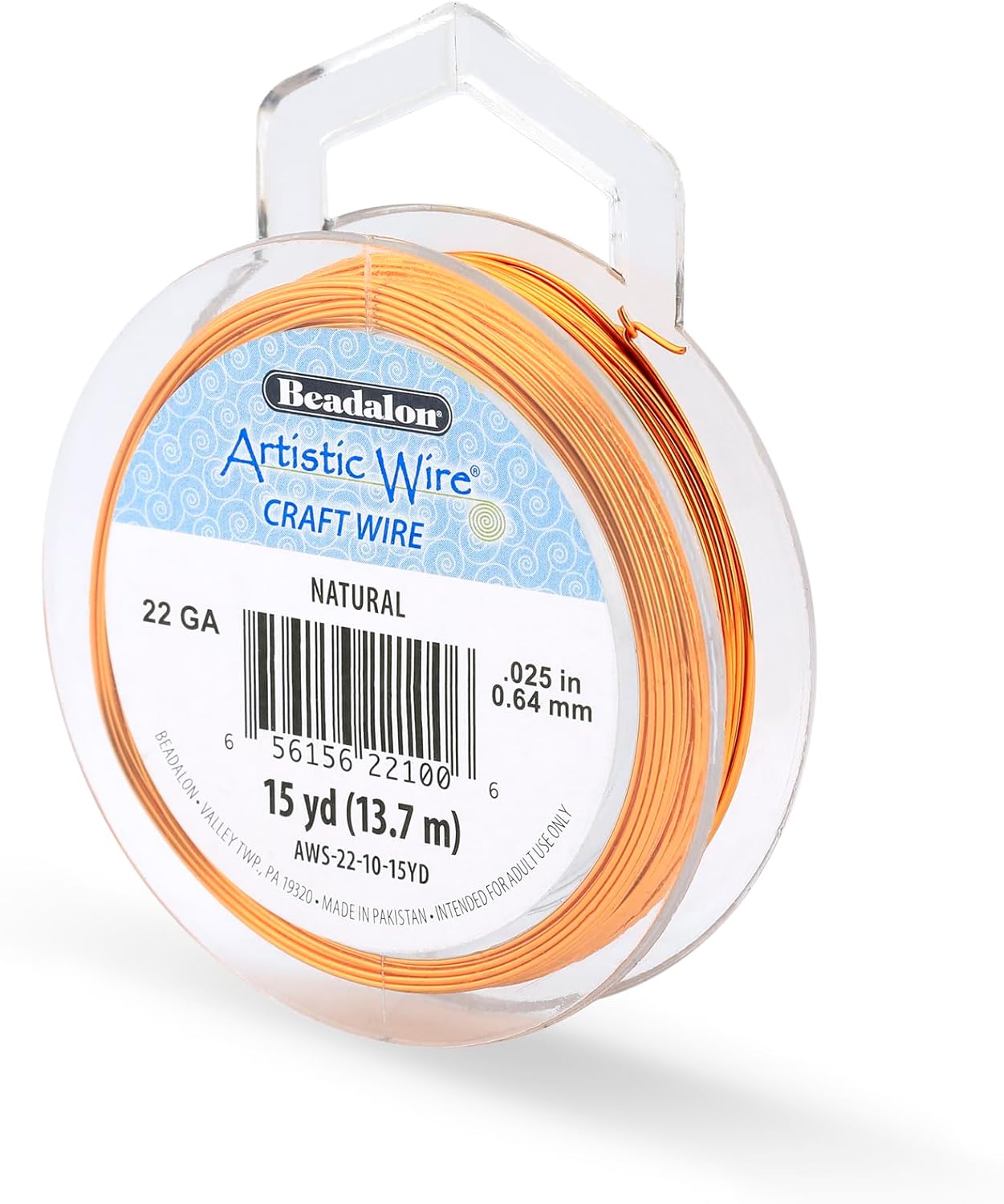 Artistic Wire, 22 Gauge Tarnish Resistant Colored Copper Craft Wire, Natural, 15 yd
