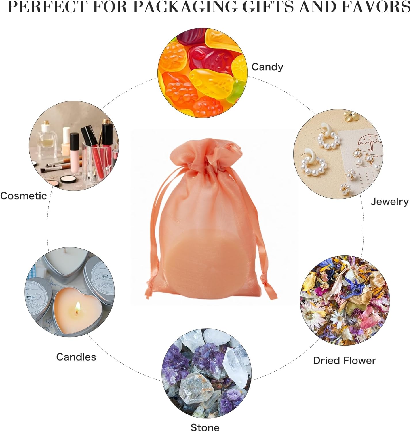 20 Pcs Orange Small Organza Bags 3X4 inch for Wedding Favors with Drawstring, Mini Mesh Gift Bags Jewelry Pouch for Candy Bridal Shower Party Favor Baby Shower Christmas