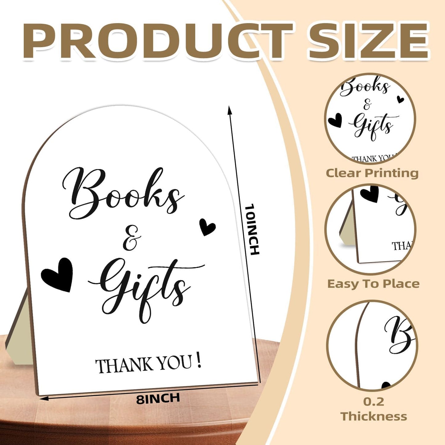 Books & Gifts Minimalist Decor Baby Shower Welcome Sign, 8 * 10IN