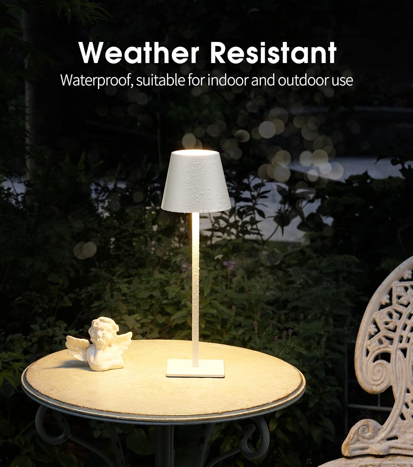 UME 3 Pack Cordless Table Lamp, Battery Operated Lamp - Portable Waterproof Rechargeable Table Lamp w/ 3 Color Temps & Stepless Dimming for Dinner, Desk, Cafe, Outdoor (White)