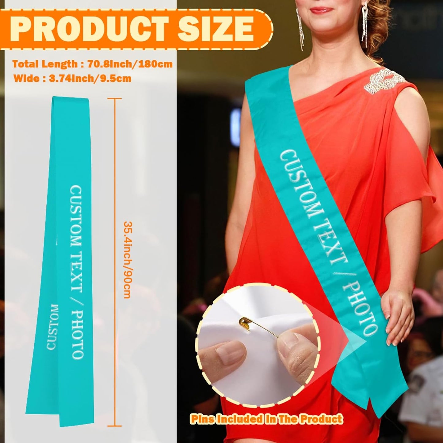 Custom Sash,Personalized Birthday Sash with Text Photo,Customized Bachelorette Sash Quote Sash Bride to Be Sash Color Optional (No decorative edge, Light Green)