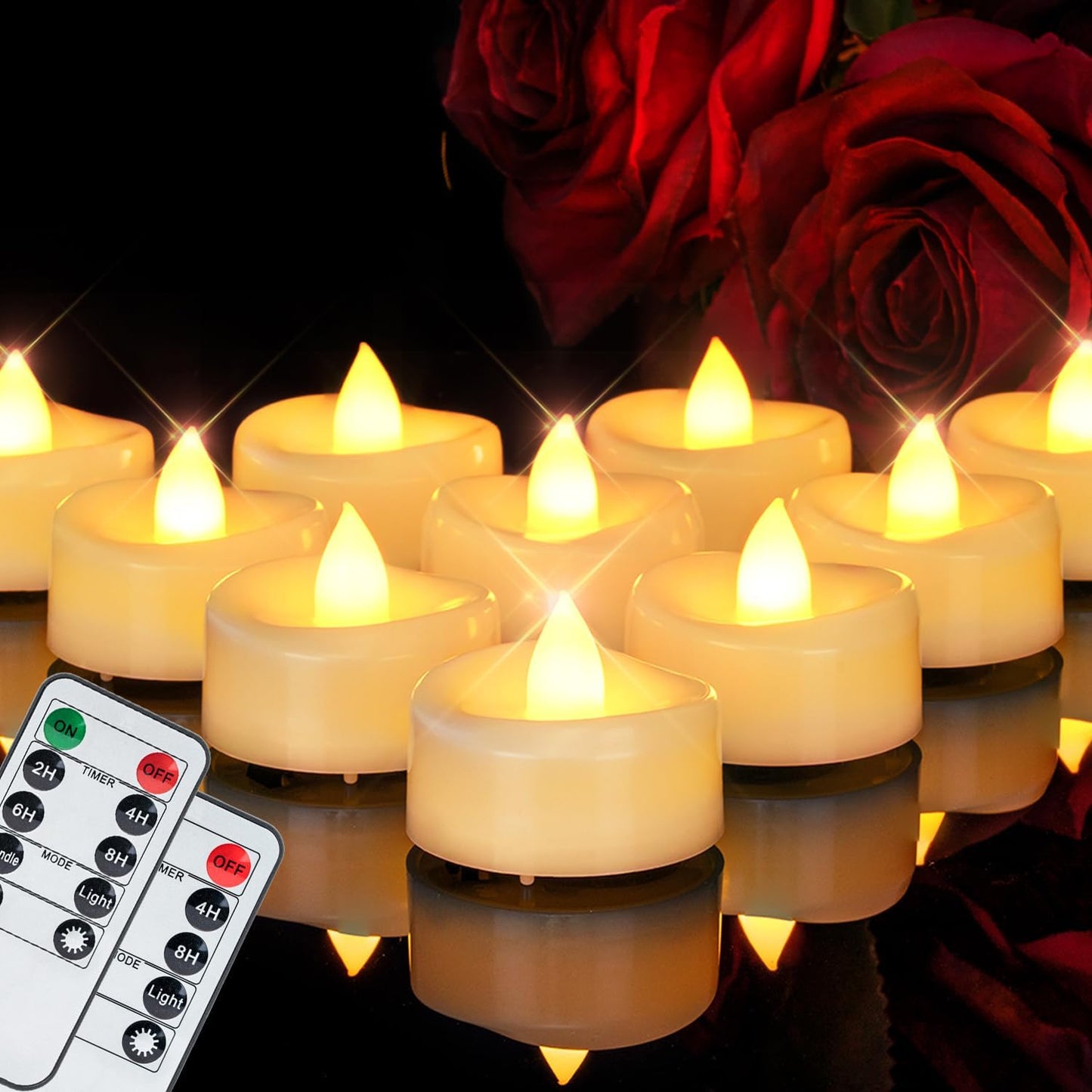 Remote Candles, 24 Pack Flameless Tea Lights Candle Battery Operated, 400+Hours LED Tea Lights with Remote, Timer Battery Votive Candle for Holidays Wedding Home