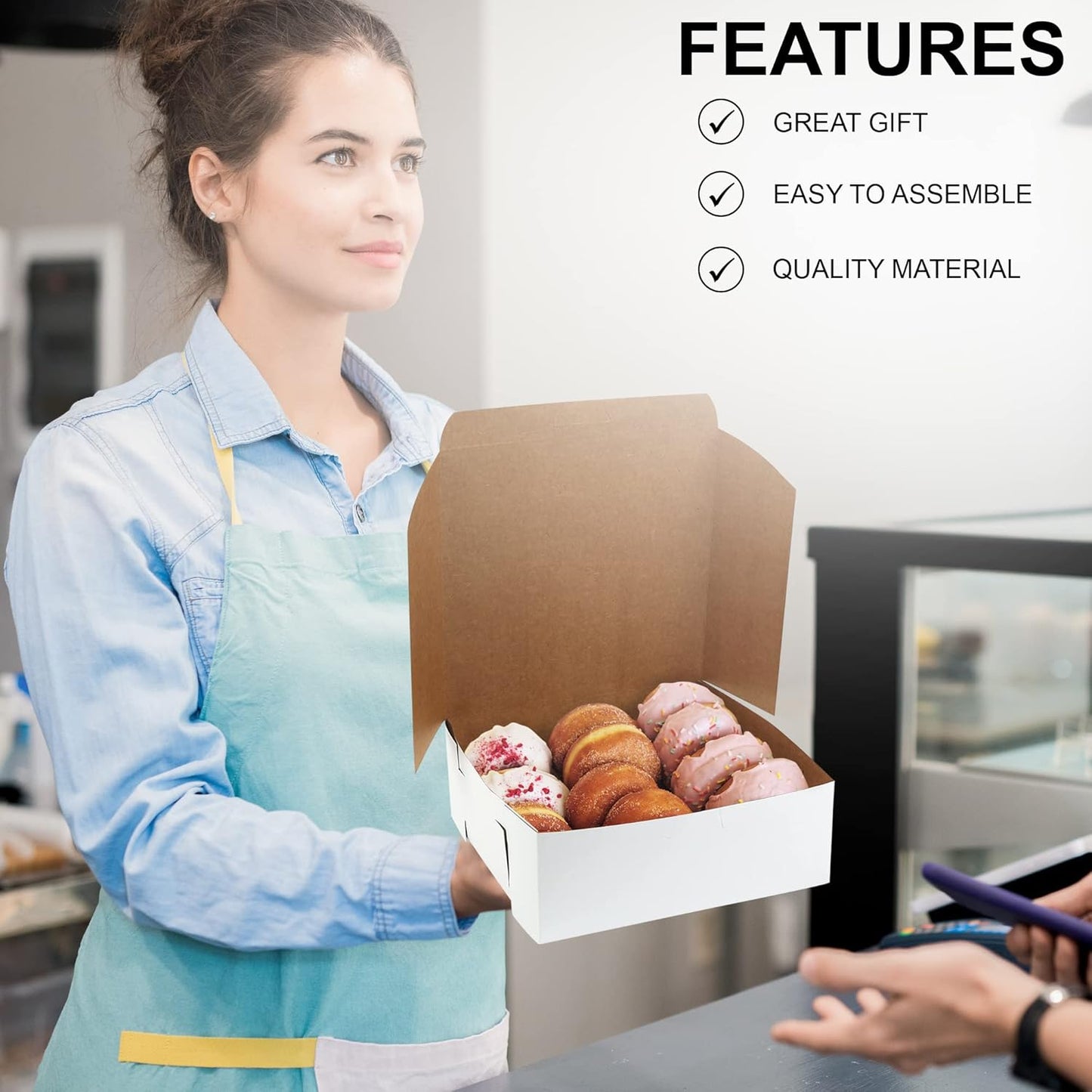 MT Products White Cake Boxes 8" x 8" x 3" - Bakery Box No-Window (Pack of 15) - Made in the USA