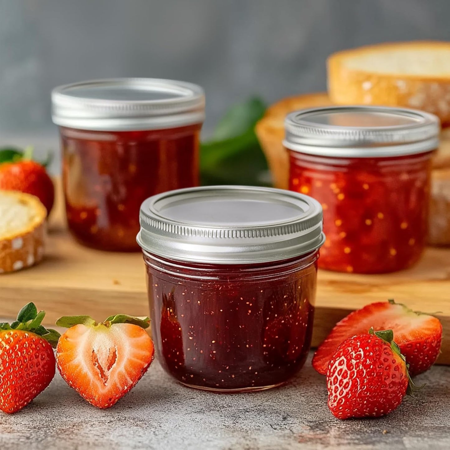 ComSaf Wide Mouth 8 oz Mason Jars with Lids, 6 Pcs Small Mason Containers, Canning Jars, 8oz Glass Jar with Lid, Canning Jars for Jams, Jelly, Sauces, Desserts, chia pudding, Pickle, Gift