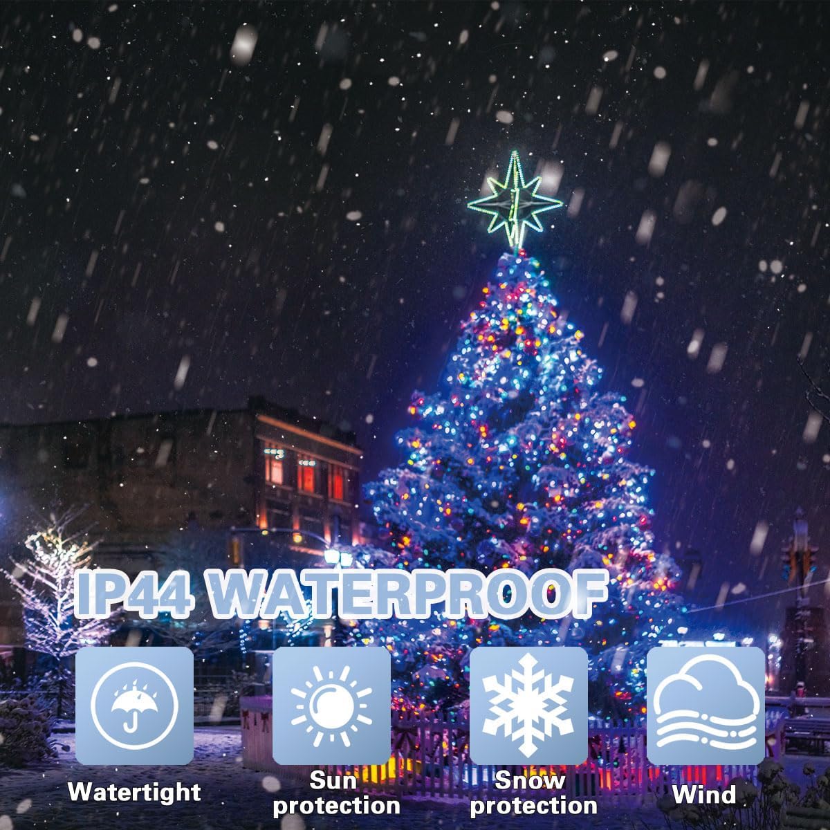 LAMPHOME 33ft Christmas Decorative Mini Lights, 100 LED transparent Wire Fairy Starry String Lights Plug in, 12 Lighting Modes, for Indoor Outdoor Xmas Tree Wedding Party Decoration (White+Multicolor)