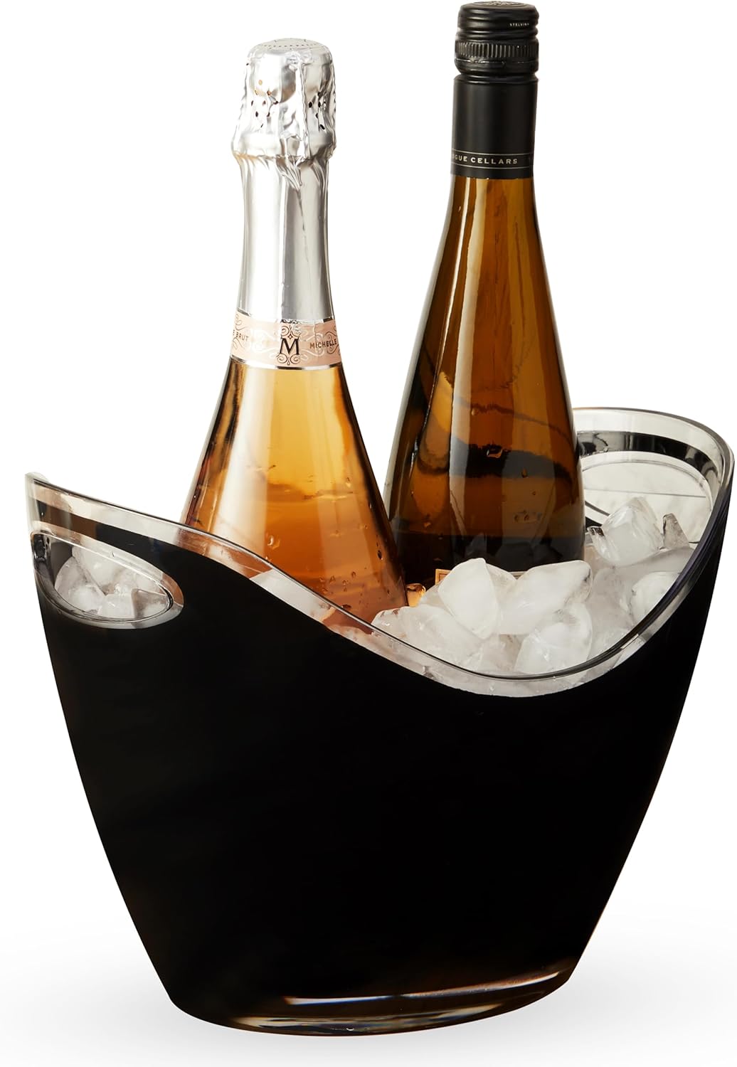 True Modern Wine & Champagne Bucket | Black Ice Beverage Tub - Indoor & Outdoor Great for Parties - 2 Bottles Capacity Champagne & Wine Chiller - 10.5" x 8.25" x 7.75"