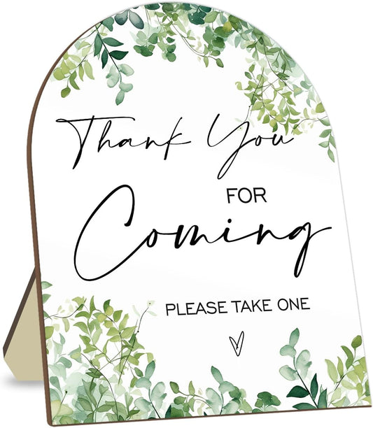 Thank You for Coming Please Take One Sign, Eucalyptus Leaf Decoration Wedding Shower Sign for Guests, Bridal Shower Welcome Sign, Baby Shower Birthday Party Decor Supplies 9 * 11IN