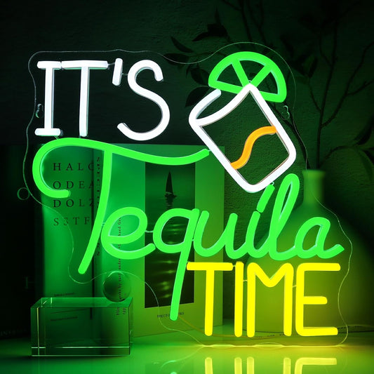 It Is Tequila Time Neon Sign for Wall Decor, Tequila Led Signs, USB Dimmable Neon Lights for Beer Bar Kitchen Restaurant Home Pub Party Man Cave Club Shops Hotel Store Business Gift