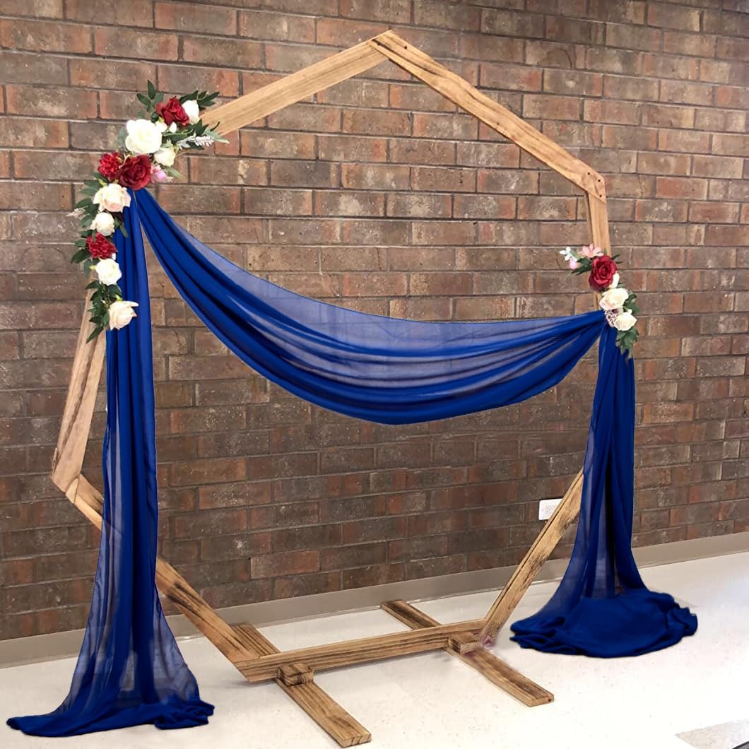 Wedding Arch Draping Fabric 20Ft for Ceremony Outside - Birch Wood Chiffon Drape for Party Stage (1 Panel 20 Ft, Royal Blue)