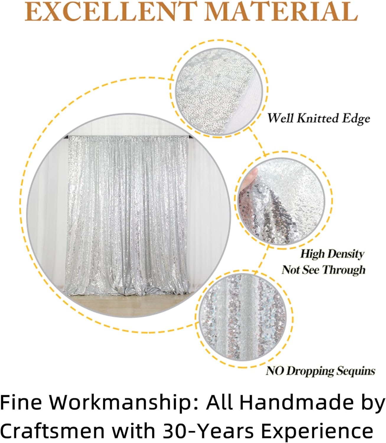 ShiDianYi Sequin Backdrop Silver 20X10FT Wedding Backdrop Photo Booth Glitter Curtain for Party Shimmer Photography Background Decoration