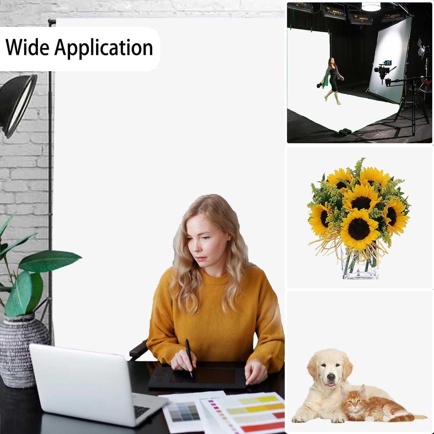 White Photography Backdrop for Photoshoot, Photo Backdrop Curtain, White Backdrops for Party Portrait Photoshoots Video Studio 6FTx9FT