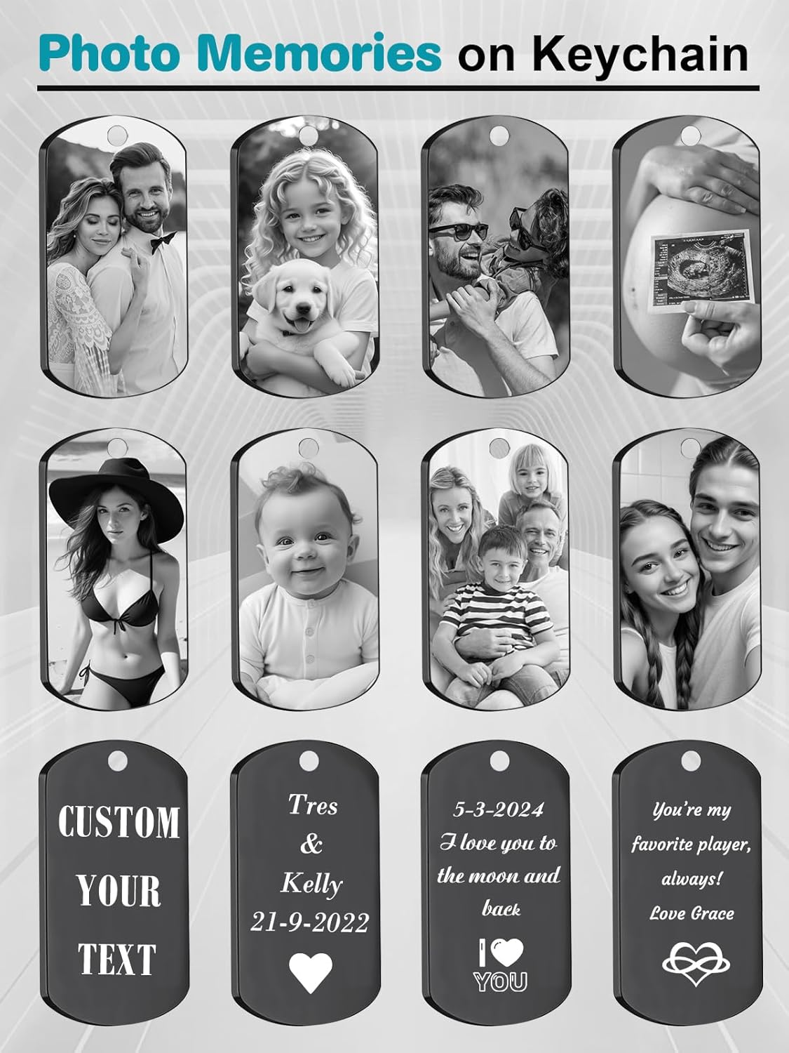 Custom Keychain with Picture - Personalized Photo LOGO Text Customized Key Chain for Boyfriend Dad Men Gifts