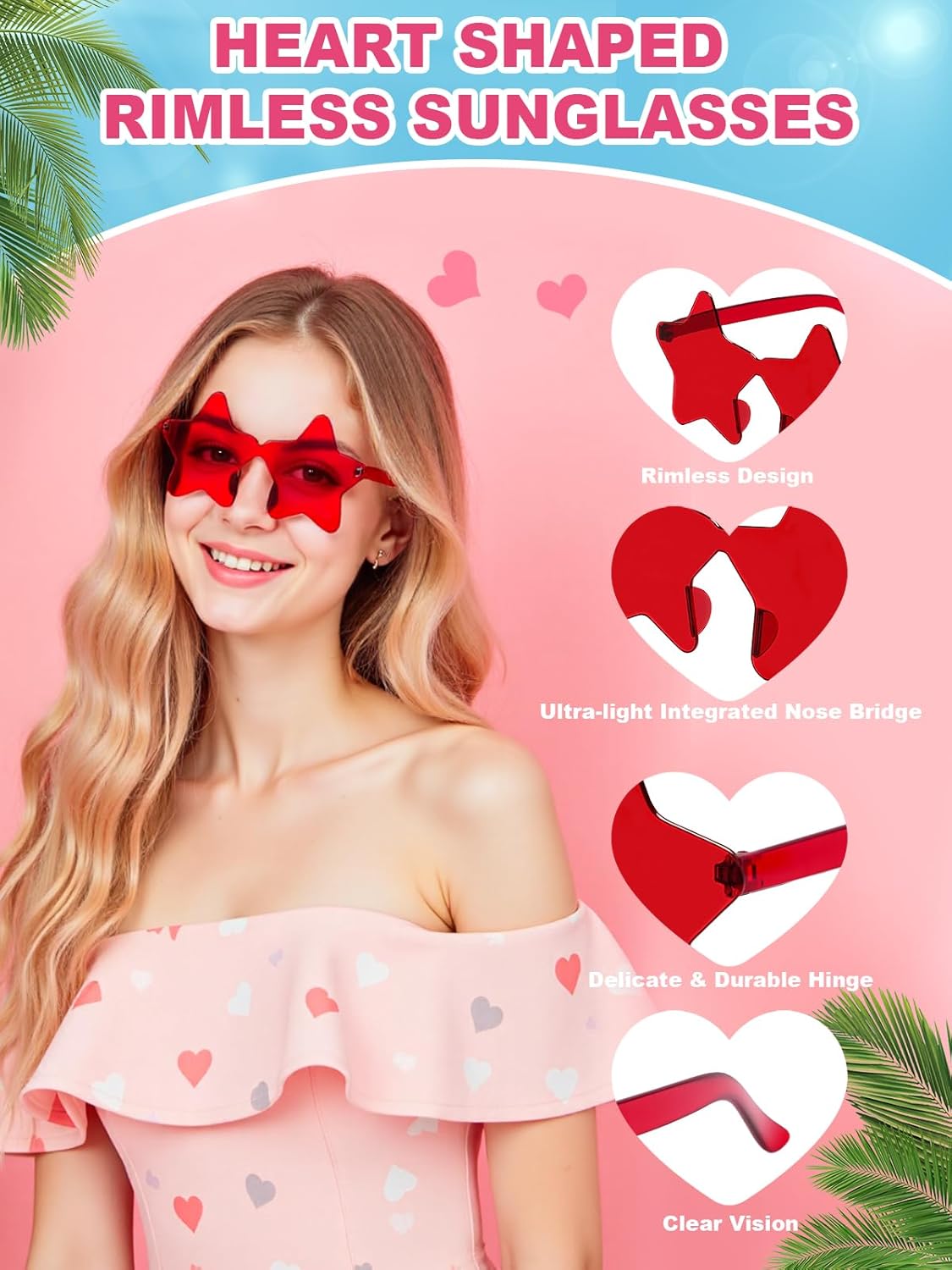 12 Pairs Star Kids Sunglasses Bulk Colorful Rimless Star Glasses for Women Adults Fun Trendy Transparent Star Sunglasses Birthday Party Favor