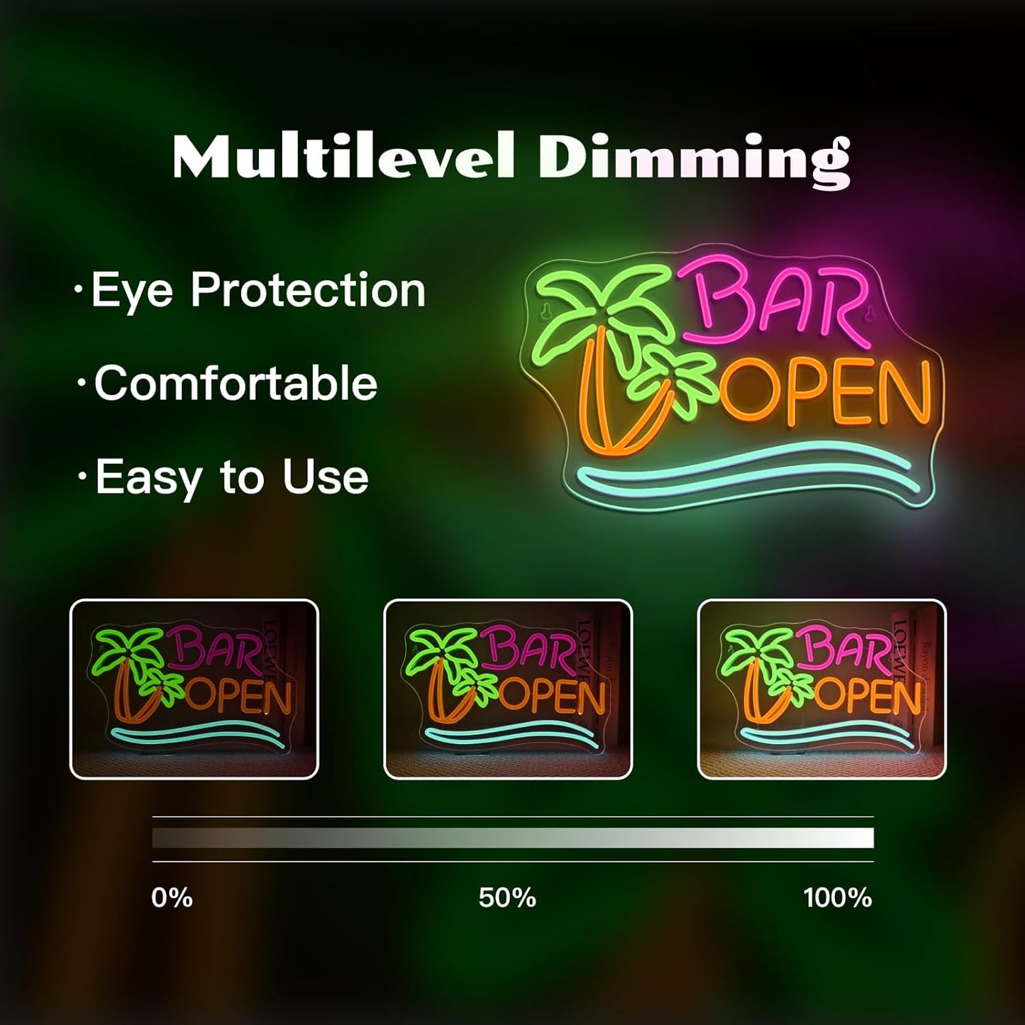 Ineonlife Coconut Tree Open Neon Sign Bar Neon Signs for Wall Decor Palm Tree LED Lights for Beer Bar Cafes Man Cave Shop Hotel Party Decorations Teen Boy Gift